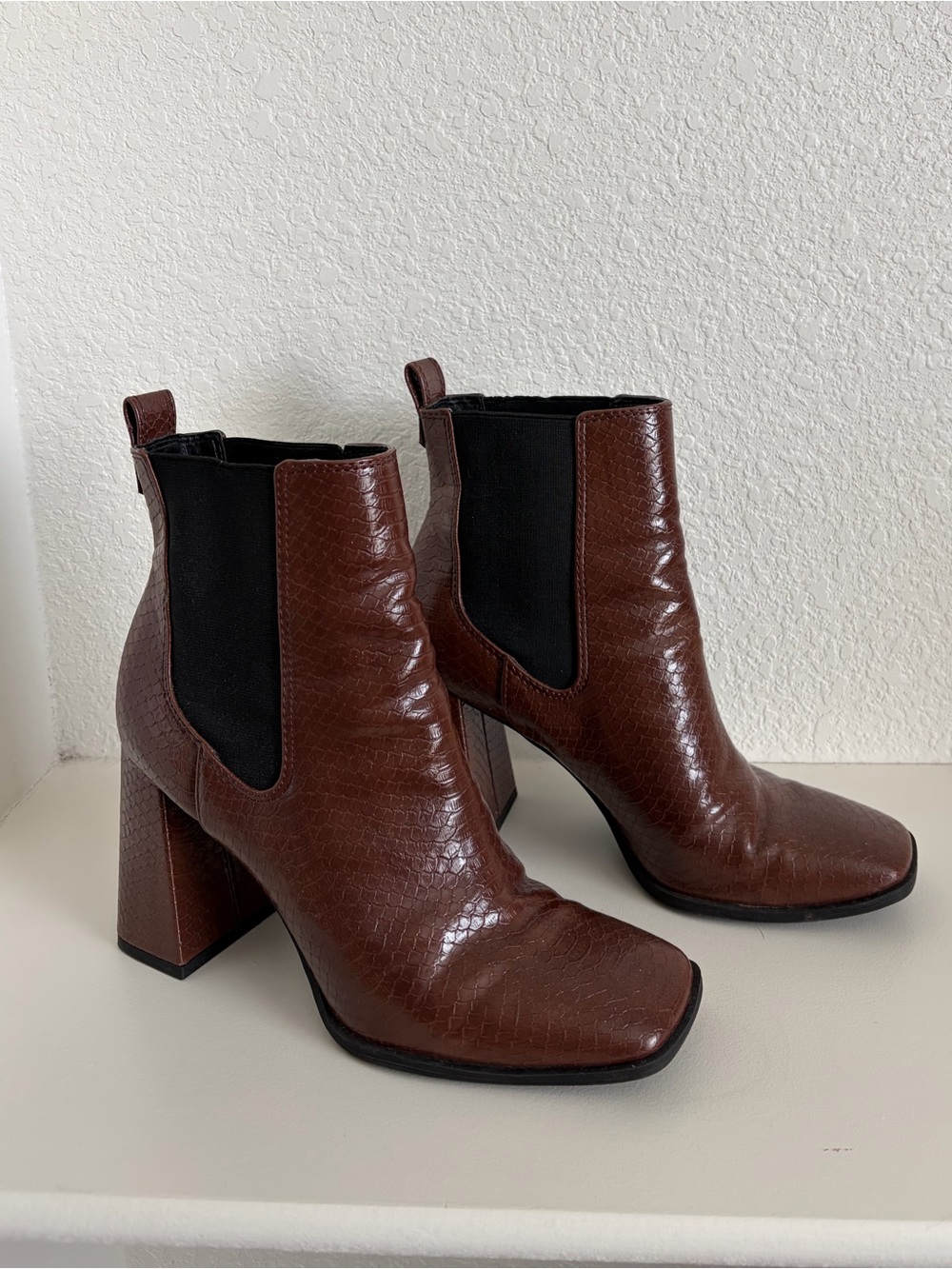 Circus by Sam Edelman Croc Booties - Brown Croc Chelsea Ankle Boots